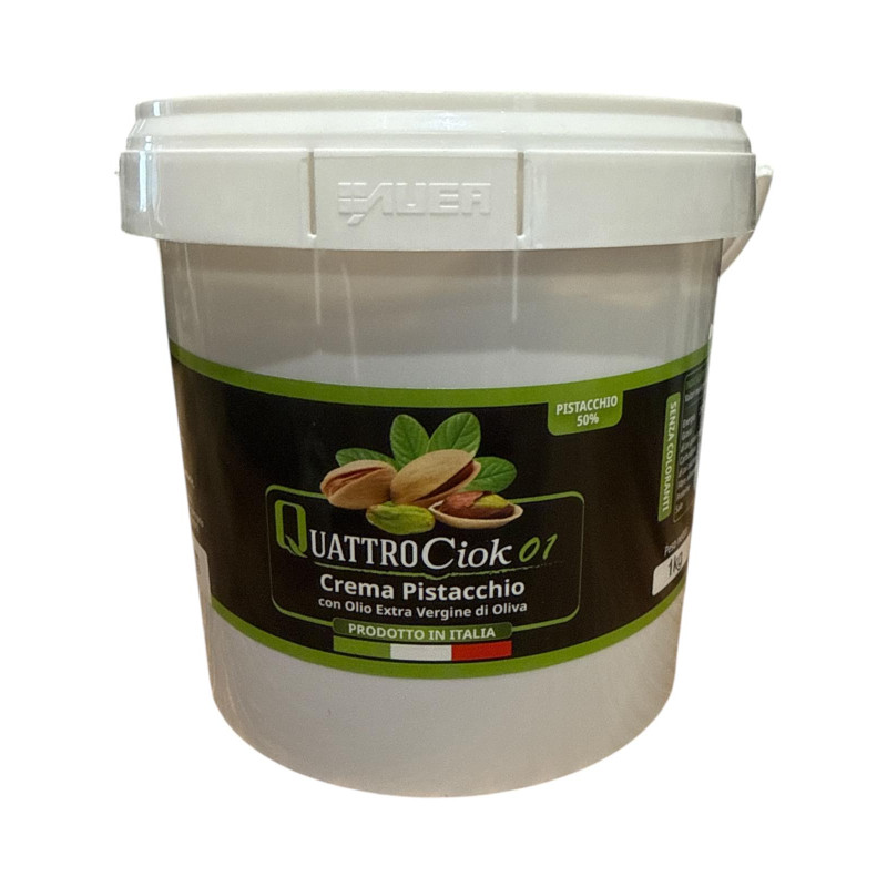 QuattroCiok 01 Pistaziencreme 50 % – Premium Pistaziencreme mit Nativem Olivenöl Extra Vergine – 1 kg