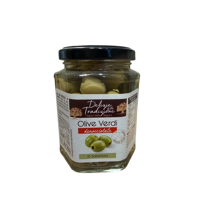 Delizie della Tradizione – Grüne Oliven ohne Stein in Salzlake - 290g