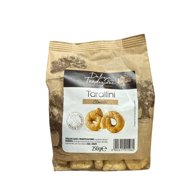 Delizie della Tradizione Tarallini Classici – Traditionelles italienisches Gebäck mit Olivenöl – 250 g