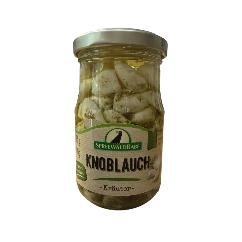Spreewaldrabe Knoblauch Kräuter – Eingelegter Knoblauch mit Kräutern – 185 g